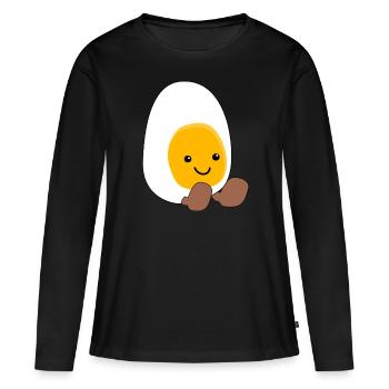 Ei - Frauen Premium Bio Langarmshirt - Schwarz - Vorne - Julia (174cm)