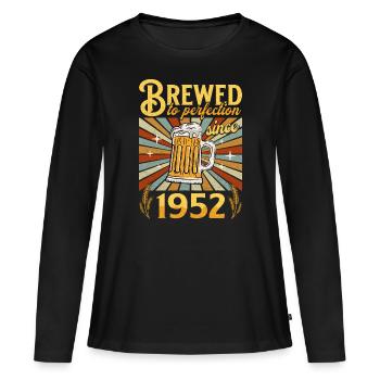 Perfektion seit 1952 - Jubiläum 70 Jahre - Frauen Premium Bio Langarmshirt - Schwarz - Vorne - Julia (174cm)