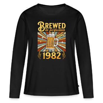 Perfektion seit 1982 - Jubiläum 40 Jahre - Frauen Premium Bio Langarmshirt - Schwarz - Vorne - Julia (174cm)