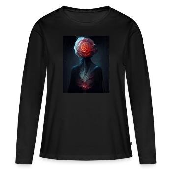 Rose Universe Mystérieux - T-shirt manches longues Premium bio Femme - noir - Devant - Julia (174cm)