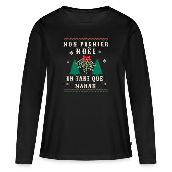 MEIN ERSTES WEIHNACHTEN ALS MUTTER FRAUEN T-SHIRT - Frauen Premium Bio Langarmshirt - Schwarz - Vorne - Julia (174cm)