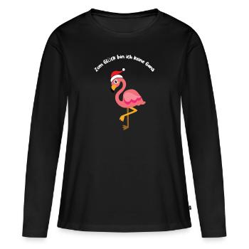 Eine rosa Gans und keine Weihnachtsgans - Frauen Premium Bio Langarmshirt - Schwarz - Vorne - Julia (174cm)