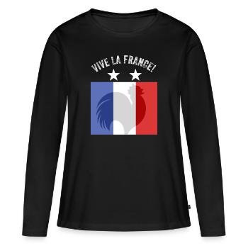 France - T-shirt manches longues Premium bio Femme - noir - Devant - Julia (174cm)