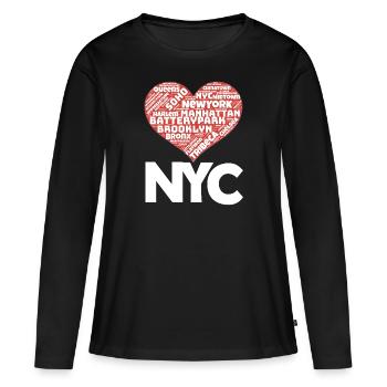 NYC - T-shirt manches longues Premium bio Femme - noir - Devant - Julia (174cm)