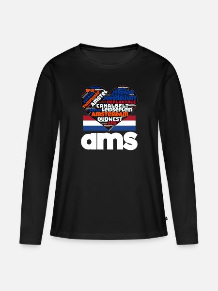 Amsterdam - Frauen Premium Bio Langarmshirt - Schwarz