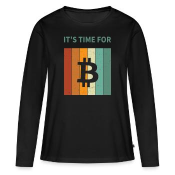 Bitcoin - T-shirt manches longues Premium bio Femme - noir - Devant - Julia (174cm)