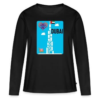 Dubaï - T-shirt manches longues Premium bio Femme - noir - Devant - Julia (174cm)