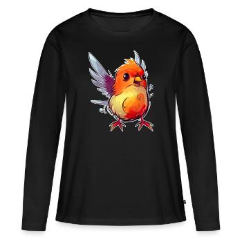 Arrogant red bird with slight overweight - Women's Premium Organic Long Sleeve Shirt - black - Front - Julia (174cm)