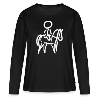Cavalier sur Cavalier Minimalisme Minimaliste - T-shirt manches longues Premium bio Femme - noir - Devant - Julia (174cm)