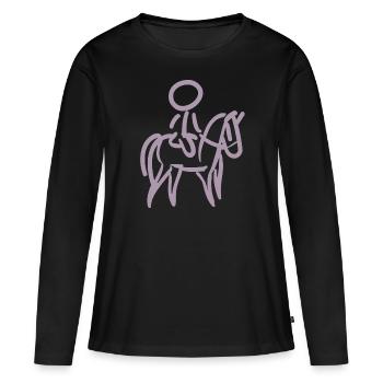 Cavalier sur Cavalier Minimalisme Minimaliste - T-shirt manches longues Premium bio Femme - noir - Devant - Julia (174cm)