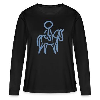 Cavalier sur Cavalier Minimalisme Minimaliste - T-shirt manches longues Premium bio Femme - noir - Devant - Julia (174cm)