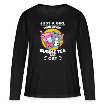 Bubble Tea Bubble Tea Girl Cadeau - T-shirt manches longues Premium bio Femme - noir - Devant - Julia (174cm)