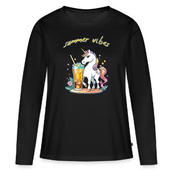Sentiment d’été de licorne - T-shirt manches longues Premium bio Femme - noir - Devant - Julia (174cm)