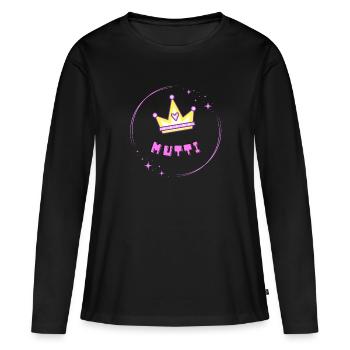 Krone für die Mutti - Familiendesign - Frauen Premium Bio Langarmshirt - Schwarz - Vorne - Julia (174cm)