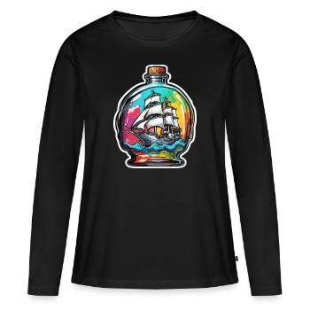 Ship in a Bottle / Message in a Bottle / Ahoy / Anchor - Women's Premium Organic Long Sleeve Shirt - black - Front - Julia (174cm)