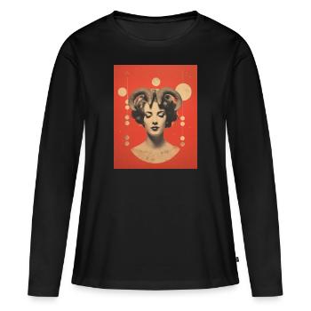 Bélier collage art astrologie - T-shirt manches longues Premium bio Femme - noir - Devant - Julia (174cm)