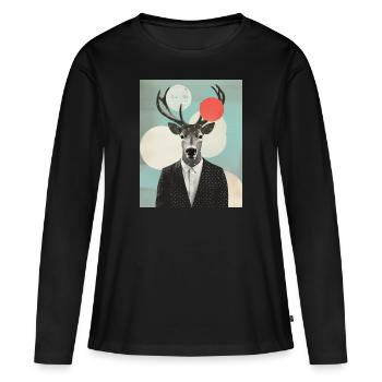 Collage surréaliste de rennes - T-shirt manches longues Premium bio Femme - noir - Devant - Julia (174cm)