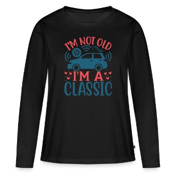Je ne suis pas vieux, je suis un classique - T-shirt manches longues Premium bio Femme - noir - Devant - Julia (174cm)