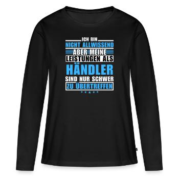 Unübertroffene Leistung als Händler - Frauen Premium Bio Langarmshirt - Schwarz - Vorne - Julia (174cm)