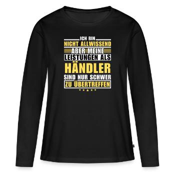 Unübertroffene Leistung als Händler - Frauen Premium Bio Langarmshirt - Schwarz - Vorne - Julia (174cm)
