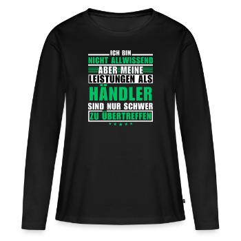 Unübertroffene Leistung als Händler - Frauen Premium Bio Langarmshirt - Schwarz - Vorne - Julia (174cm)