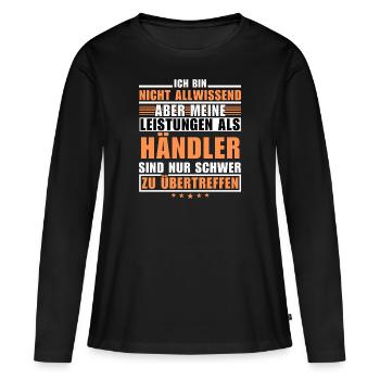 Unübertroffene Leistung als Händler - Frauen Premium Bio Langarmshirt - Schwarz - Vorne - Julia (174cm)