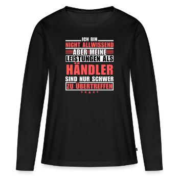 Unübertroffene Leistung als Händler - Frauen Premium Bio Langarmshirt - Schwarz - Vorne - Julia (174cm)