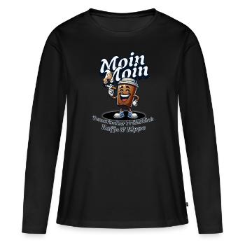 Moin Moin Café et cigarette = Petit-déjeuner des travailleurs de la construction - T-shirt manches longues Premium bio Femme - noir - Devant - Julia (174cm)