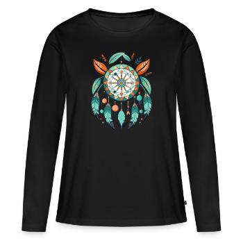Attrape-rêves - T-shirt manches longues Premium bio Femme - noir - Devant - Julia (174cm)