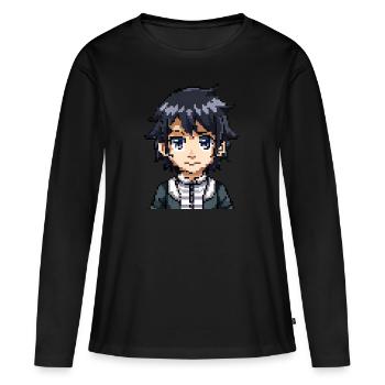 Figurine d’anime en 8 bits - T-shirt manches longues Premium bio Femme - noir - Devant - Julia (174cm)