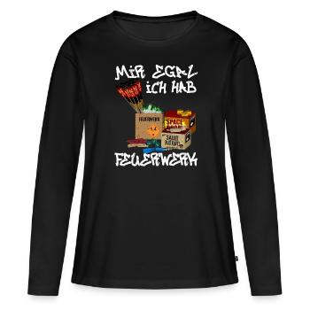Je m’en fiche, j’ai des feux d’artifice - T-shirt manches longues Premium bio Femme - noir - Devant - Julia (174cm)