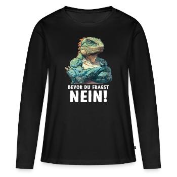 Reptiles Iguane Vert Avant Que Vous Ne Demandiez Non - T-shirt manches longues Premium bio Femme - noir - Devant - Julia (174cm)