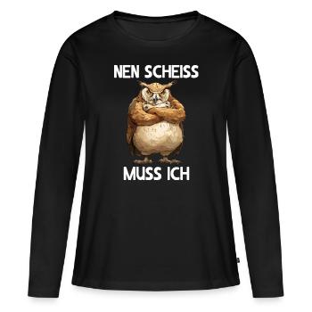 hibou hibou oiseau forêt aigle hibou merde je dois baiser - T-shirt manches longues Premium bio Femme - noir - Devant - Julia (174cm)