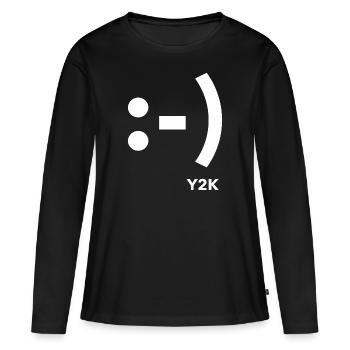 Sourire Y2K Blanc - T-shirt manches longues Premium bio Femme - noir - Devant - Julia (174cm)