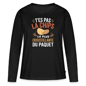 T'es pas la chips la plus croustillante du paquet - T-shirt manches longues Premium bio Femme - noir - Devant - Julia (174cm)