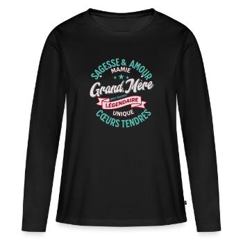 "Legendäre Großmutter: Liebe und Weisheit" M2 - Frauen Premium Bio Langarmshirt - Schwarz - Vorne - Julia (174cm)