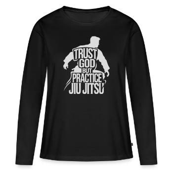 Expérience de la discipline en grappling - T-shirt manches longues Premium bio Femme - noir - Devant - Julia (174cm)