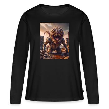 Monstre mutant mi-hommes mi-insecte sombre horreur - T-shirt manches longues Premium bio Femme - noir - Devant - Julia (174cm)
