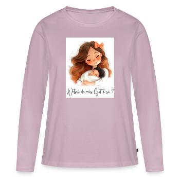 Allez-vous être parrain ? – Cadeau pour Gottis - T-shirt manches longues Premium bio Femme - rose poudré - Devant - Julia (174cm)