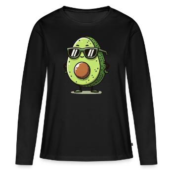 Avocado Comic - Women's Premium Organic Long Sleeve Shirt - black - Front - Julia (174cm)