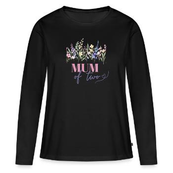 Mother's Day Mum of two - Women's Premium Organic Long Sleeve Shirt - black - Front - Julia (174cm)