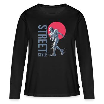 Danse de rue | Style de rue - T-shirt manches longues Premium bio Femme - noir - Devant - Julia (174cm)