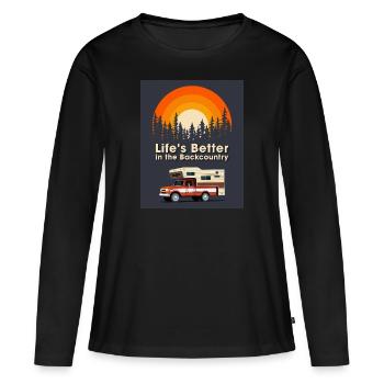 life is better backcountry truck - Frauen Premium Bio Langarmshirt - Schwarz - Vorne - Julia (174cm)