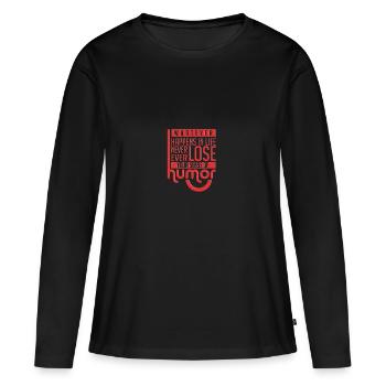 humor - Frauen Premium Bio Langarmshirt - Schwarz - Vorne - Julia (174cm)