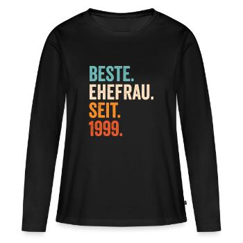 Beste Ehefrau Seit 1999 22. Hochzeitstag 22 Jahre - Frauen Premium Bio Langarmshirt - Schwarz - Vorne - Julia (174cm)