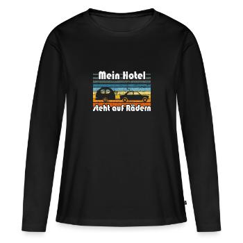 Wohnwagen - Mein Hotel steht auf Rädern - Frauen Premium Bio Langarmshirt - Schwarz - Vorne - Julia (174cm)
