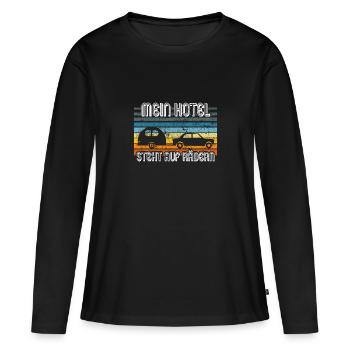 Wohnwagen Hotel Camping - Frauen Premium Bio Langarmshirt - Schwarz - Vorne - Julia (174cm)