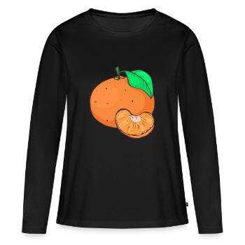 Mandarinen Clementinen Zitrusfrucht Zitrusfrüchte - Frauen Premium Bio Langarmshirt - Schwarz - Vorne - Julia (174cm)