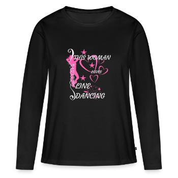 cette femme aime la danse en ligne - T-shirt manches longues Premium bio Femme - noir - Devant - Julia (174cm)