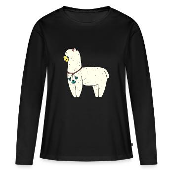 alpaga - T-shirt manches longues Premium bio Femme - noir - Devant - Julia (174cm)